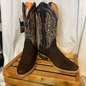 NEW! Ariat Futurity Relentless Men's Brown/Teal Suede/Leather Western Boots. 12D